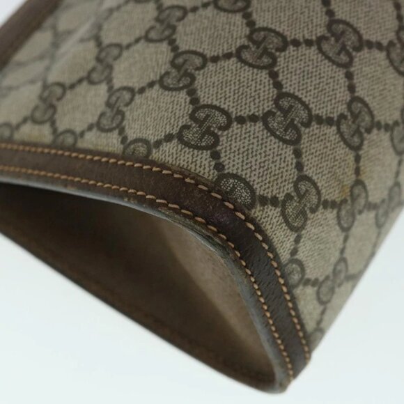 GUCCI GG Canvas Web Sherry Line Clutch Bag PVC Leather Beige Green Auth 54839 - Picture 9 of 16